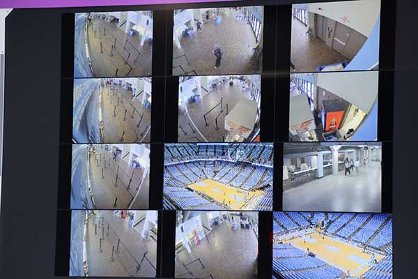 Arena cameras are monitored inside the Command Center.